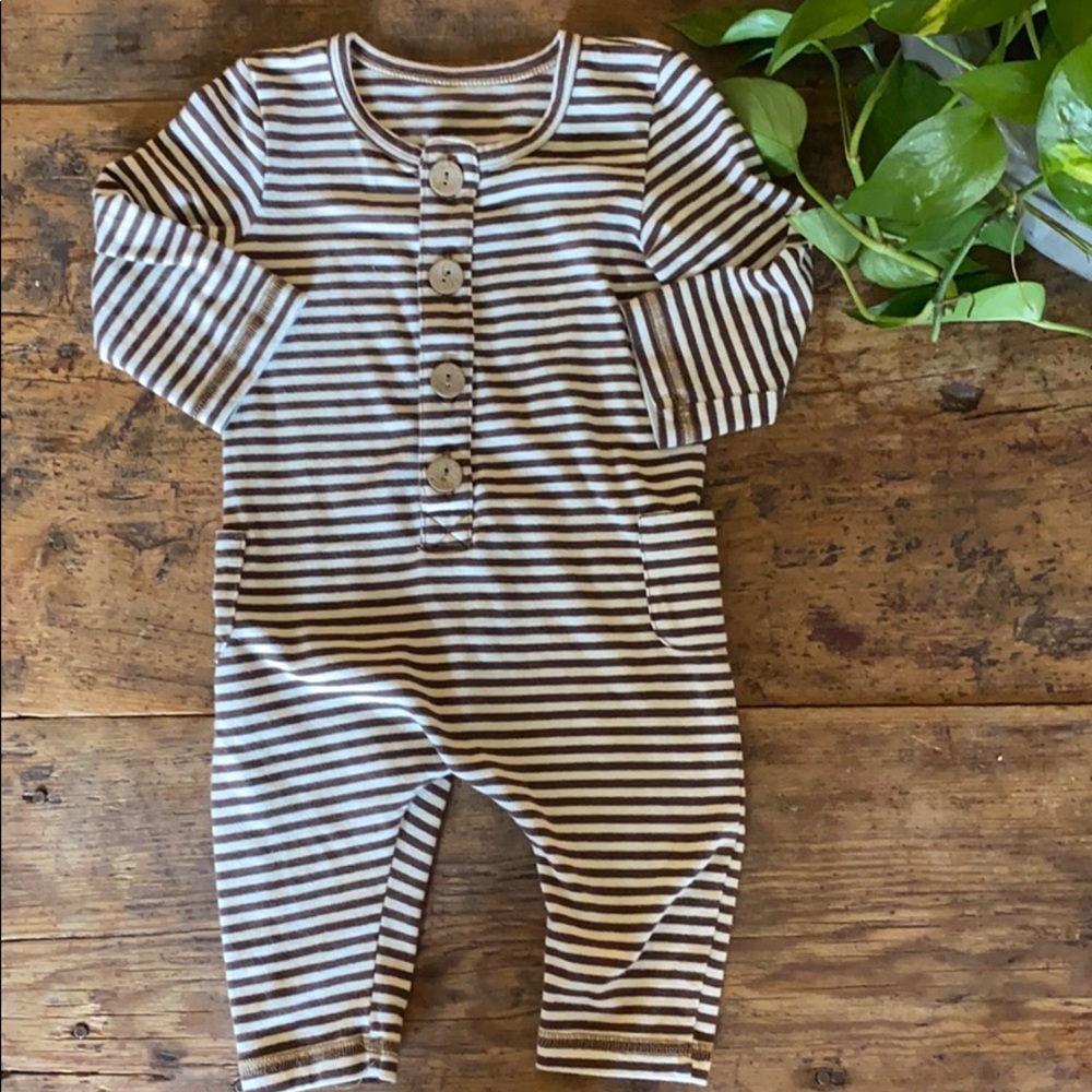 Organic Brown Stripe Onesie